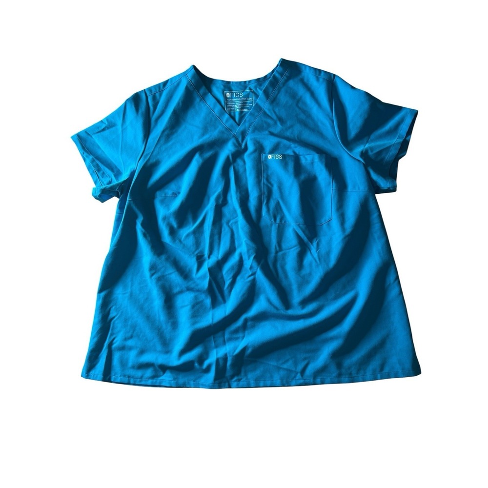 FIGS Teal Scrub Top 3XL Technical Collection V-Neck Pocket - Picture 2 of 6